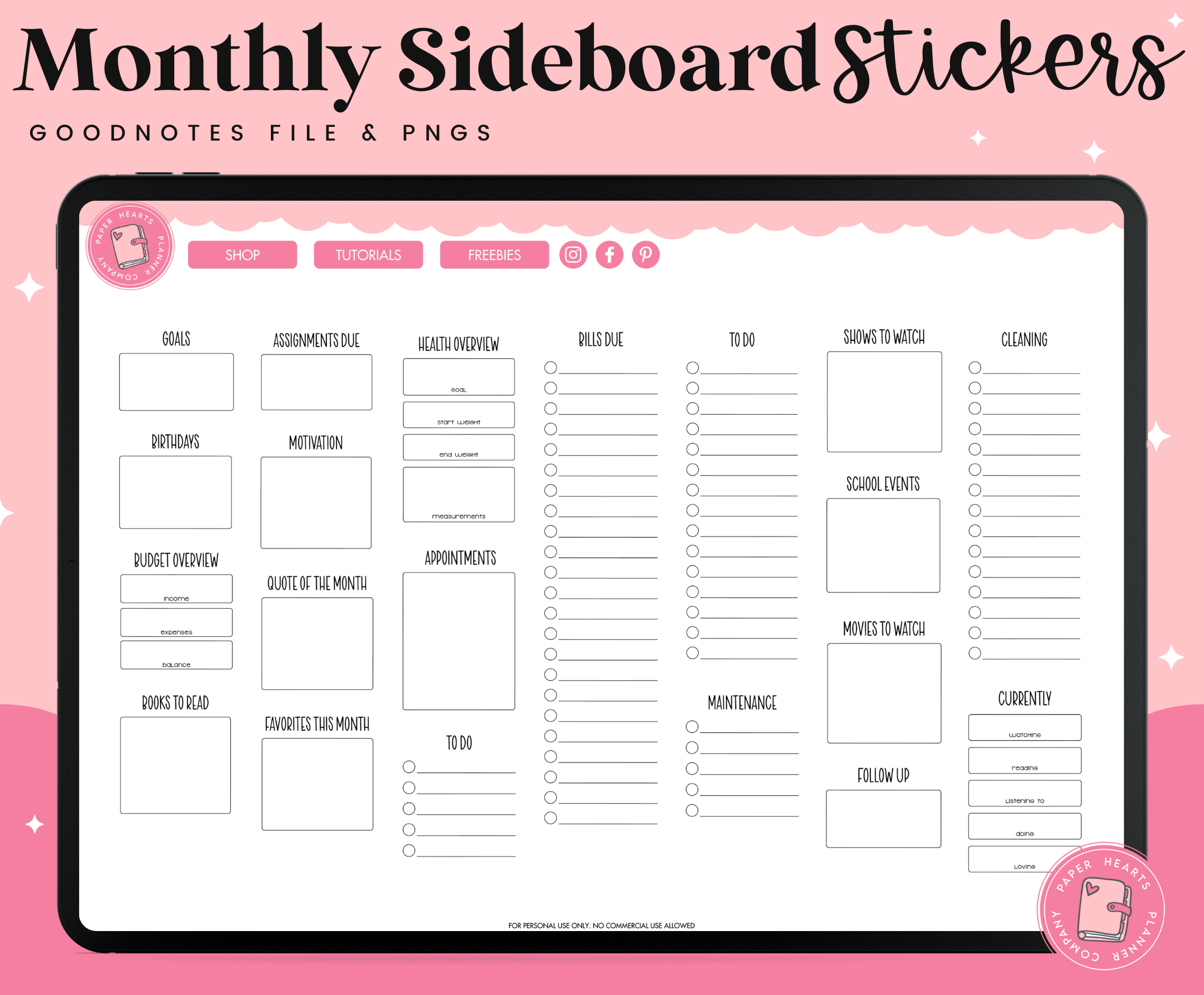 Stackable Stickers White Stackable Monthly Sidebar Stickers – Paper Hearts Planner Co.