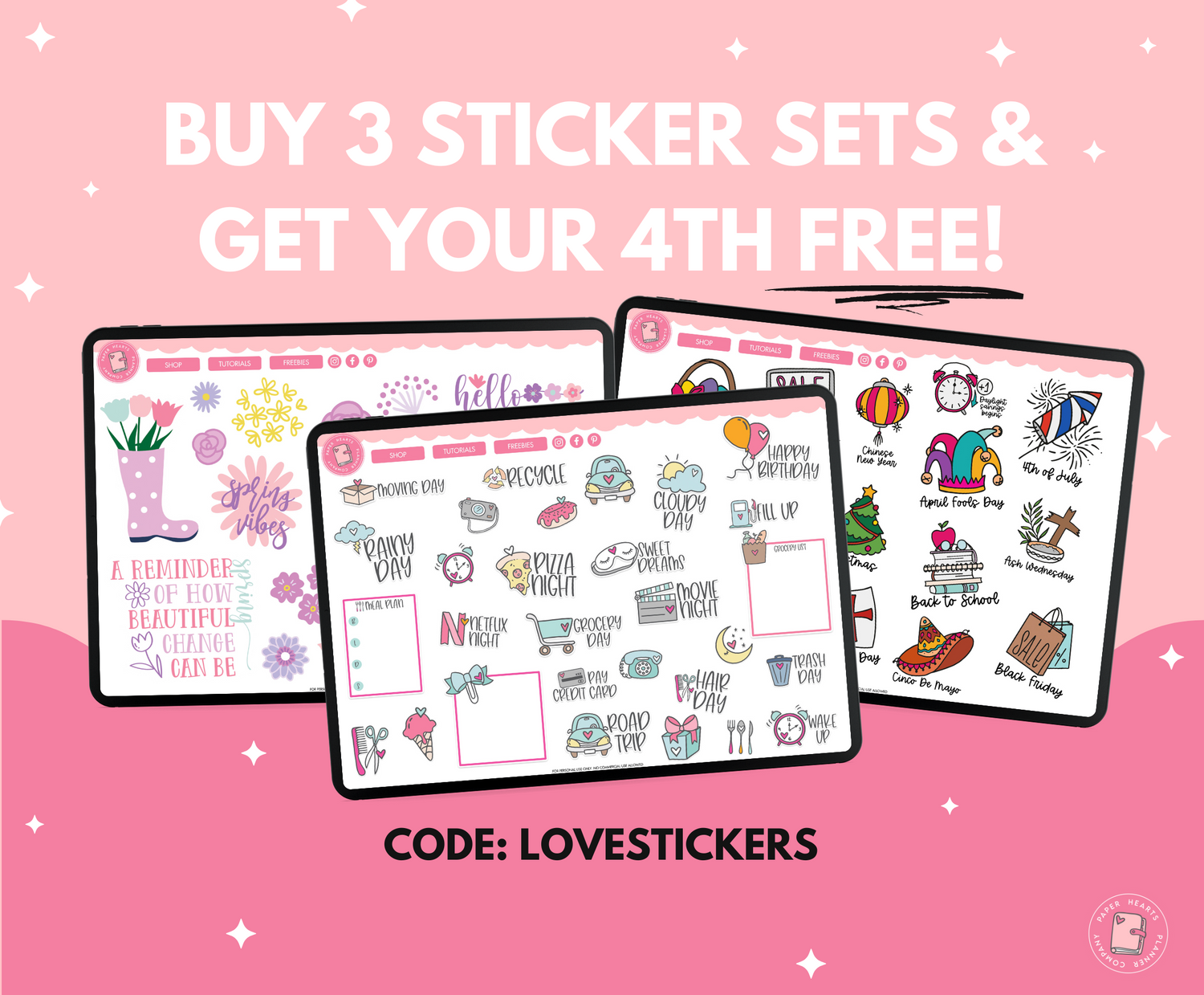 Side Page Pattern Sticker White Stackable Monthly Sidebar Stickers β Paper Hearts Planner Co.